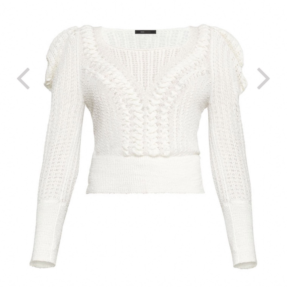 BCBG Draped Shoulder Plaited Sweater